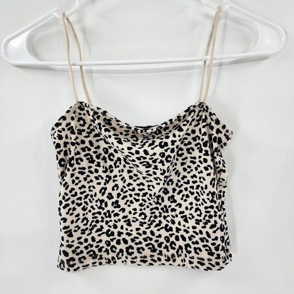 Cheetah crop top tank small cream - Picture 1 of 3